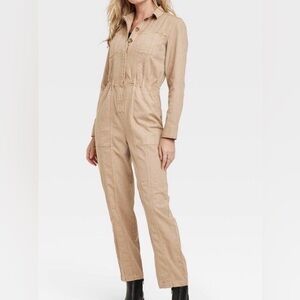 Women’s long sleeve button front coveralls